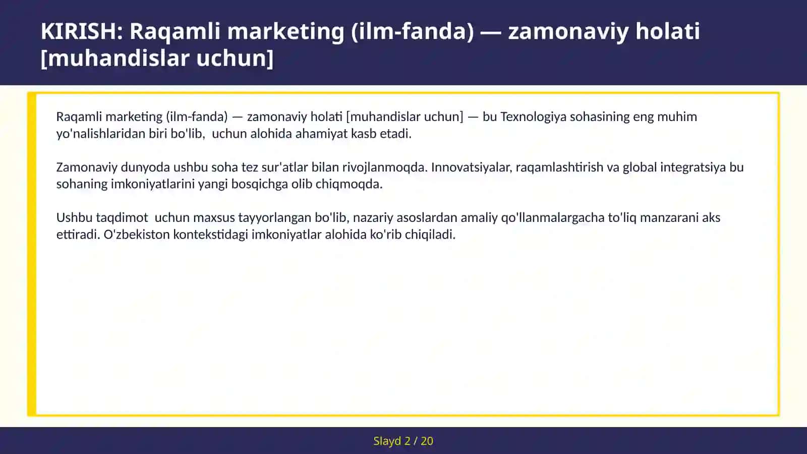 Raqamli marketing (ilm-fanda) - zamonaviy holati [muhandislar uchun] 2
