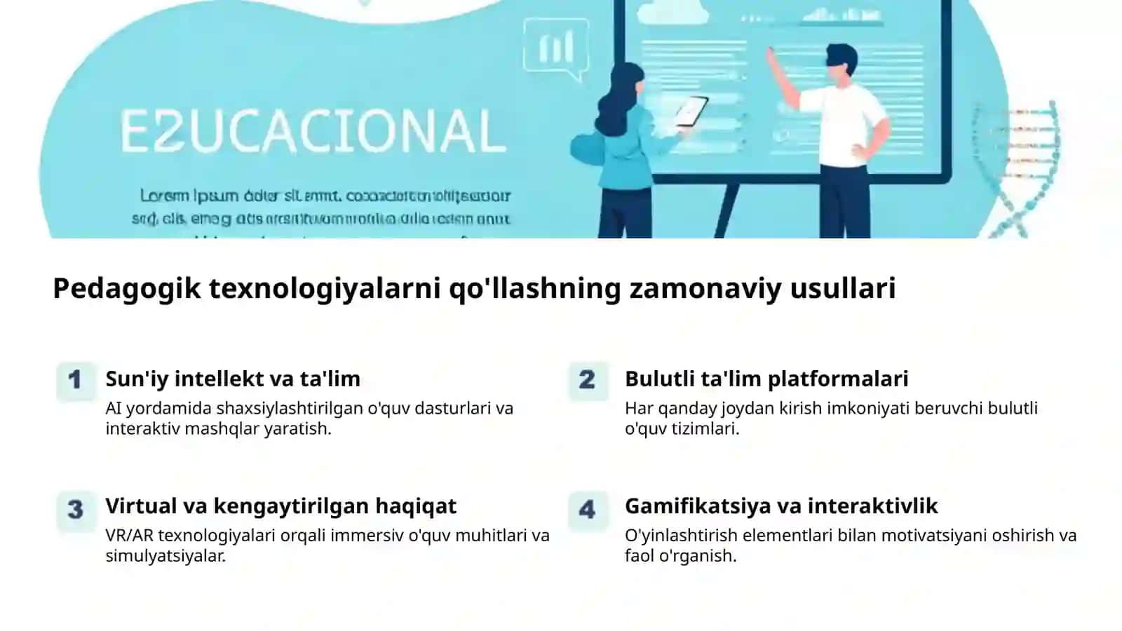 Pedagogik texnologiyalarni qo'llashning zamonaviy usullari 2