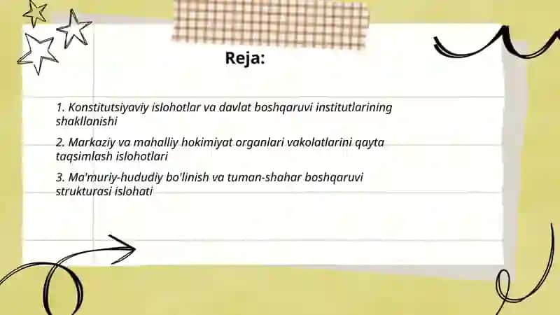 Konstitutsiyaviy islohotlar va davlat boshqaruvi institutlarining shakllanishi 2