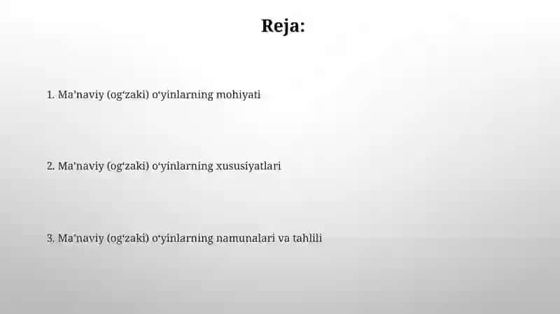 Ma'naviy (so'z) o'yinlarining tabiati, o'ziga xos tomonlari mavzusida taqdimot 2