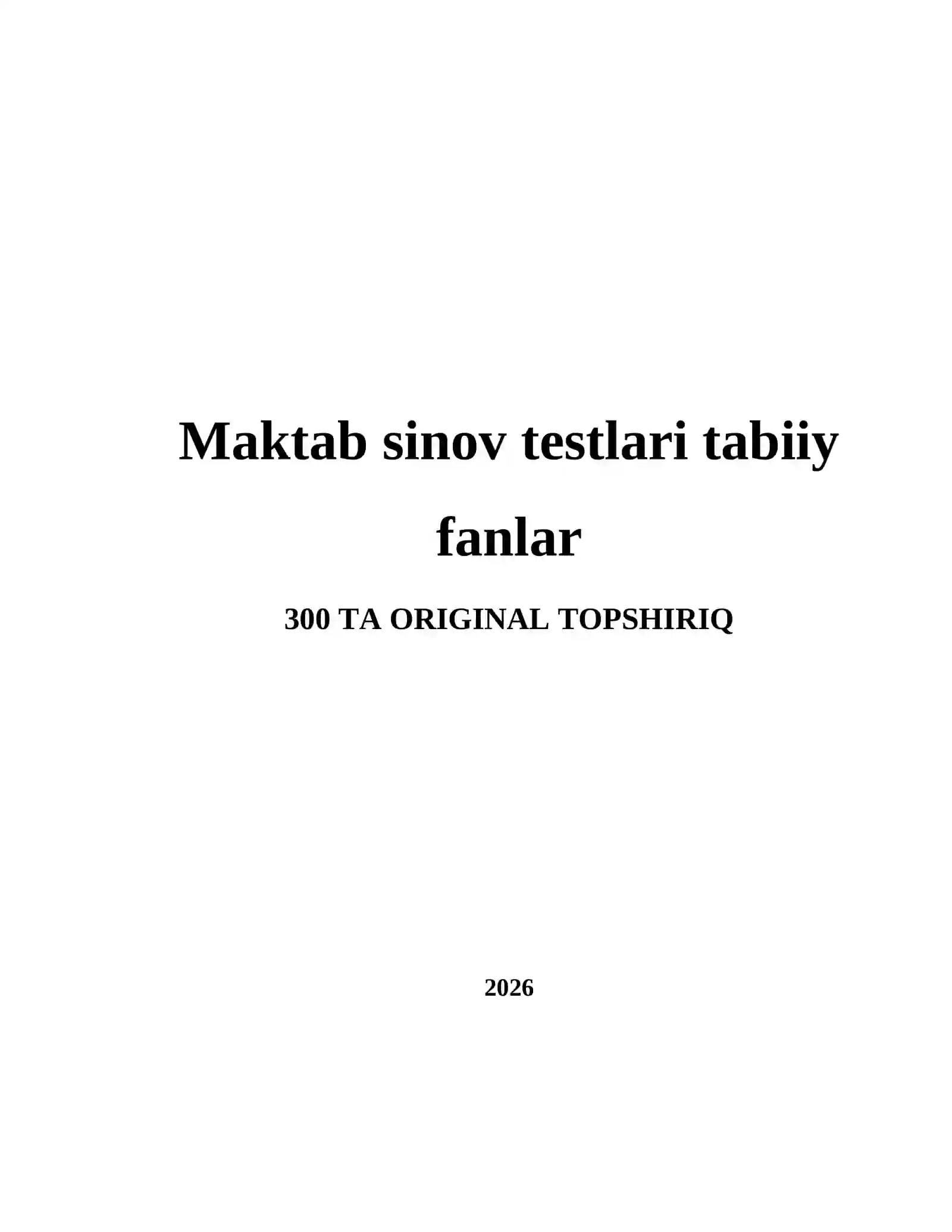 BIOLOGIYA — Topshiriqlar (Q1 2