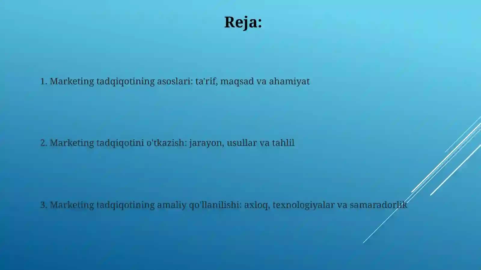 Marketing tadqiqotlarifanining asosiy tushunchalari va mohiyati 2