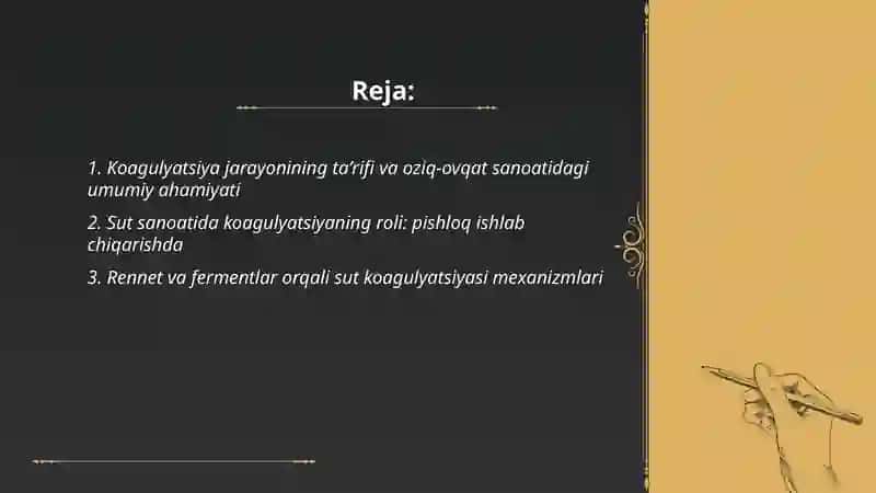 Koagulyatsiya jarayonini oziq ovqat sanoatidagi oʻrni 2