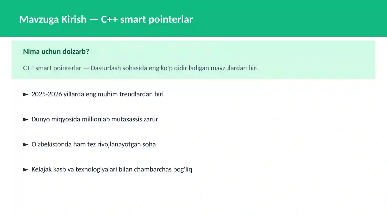 C++ VA TIZIM DASTURLASH 2