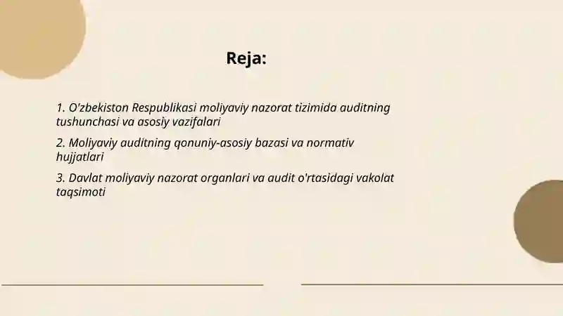 O'zbekiston Respublikasi moliyaviy nazorat tizimida auditning roli 2