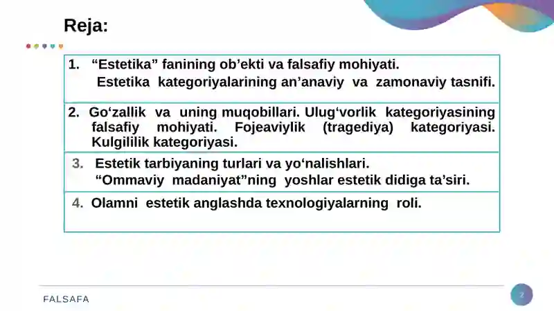 Nafosat falsafasi (Estetika) 2