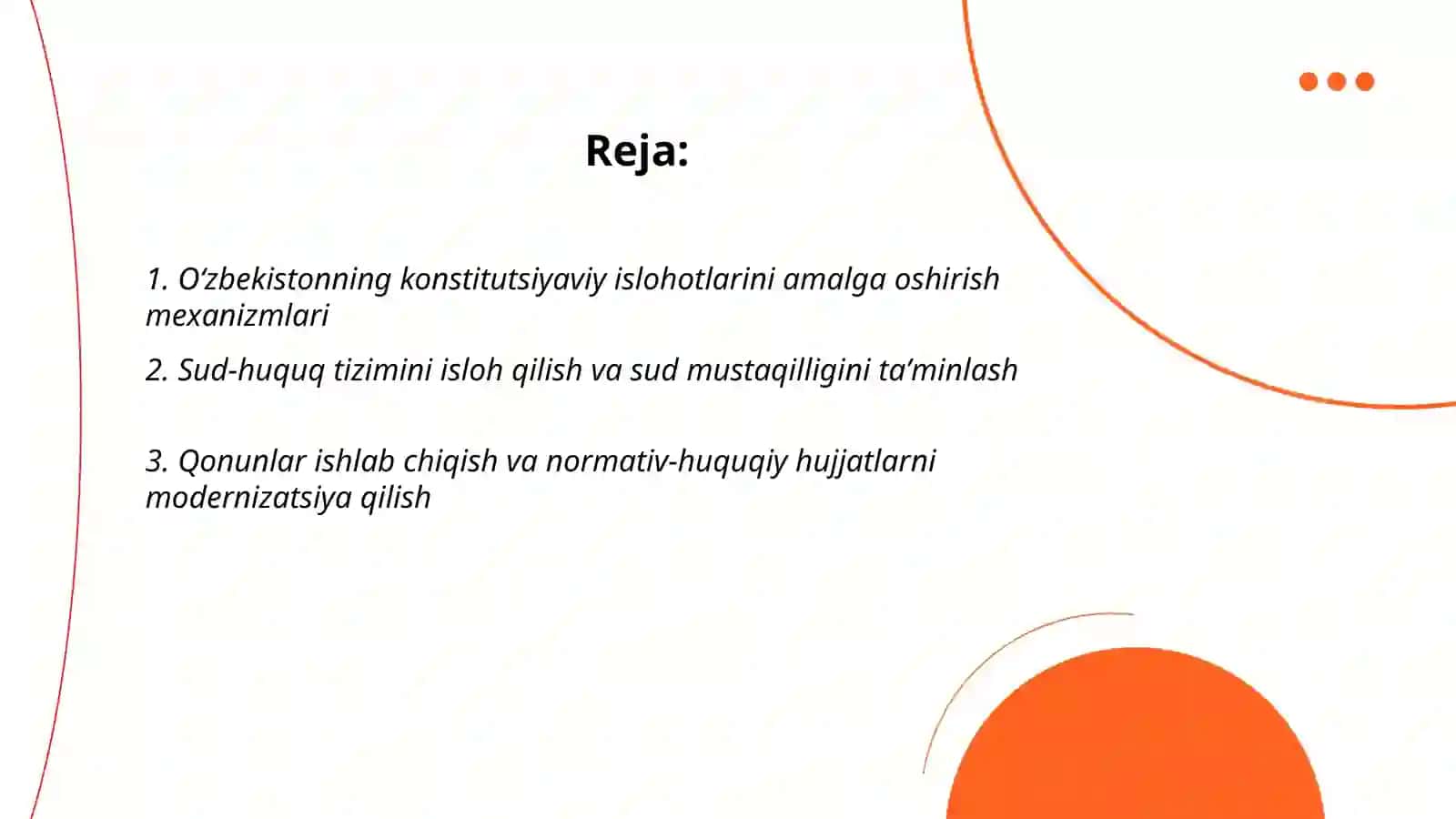 Oʻzbekistonning siyosiy huquqiy islohatlarni amalga oshirilishi 2