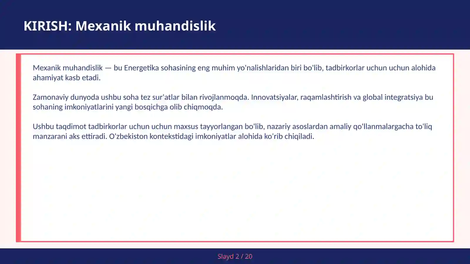 MEXANIK MUHANDISLIK 2