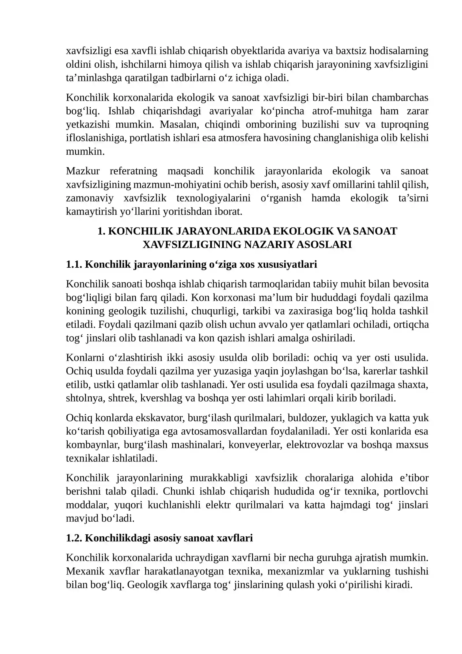 Konchilik Jarayonlarida Ekologik va Sanoat Xavfsizligini Ta’minlash 2