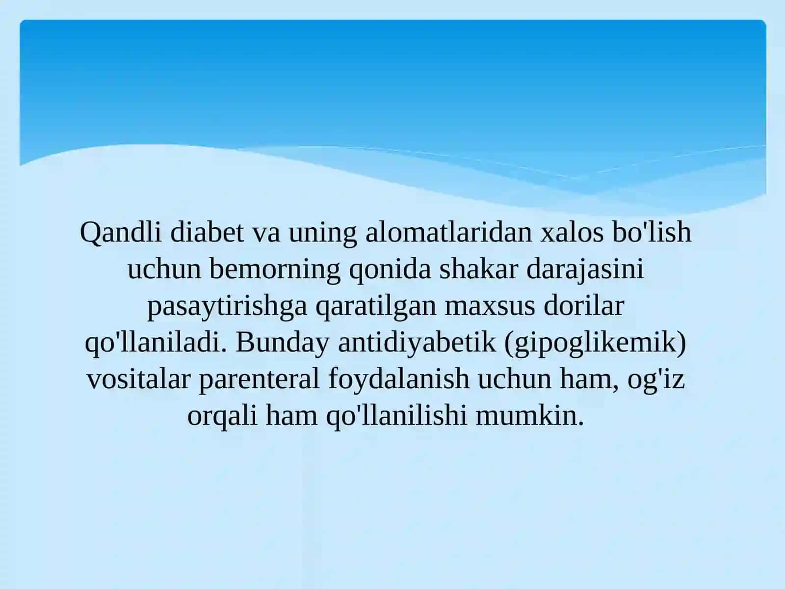 Gipoglikemik dorivorlar klinik farmakologiyasi 2