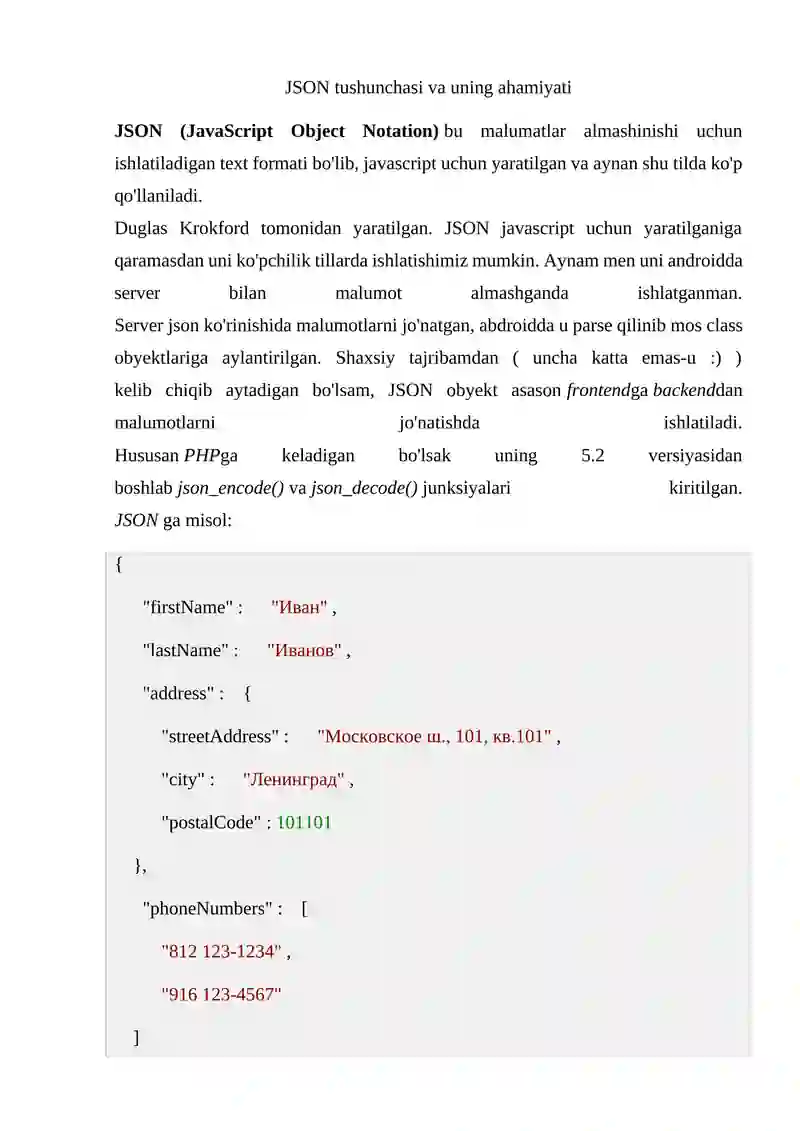 Pythonda JSON lar bilan ishlash 2