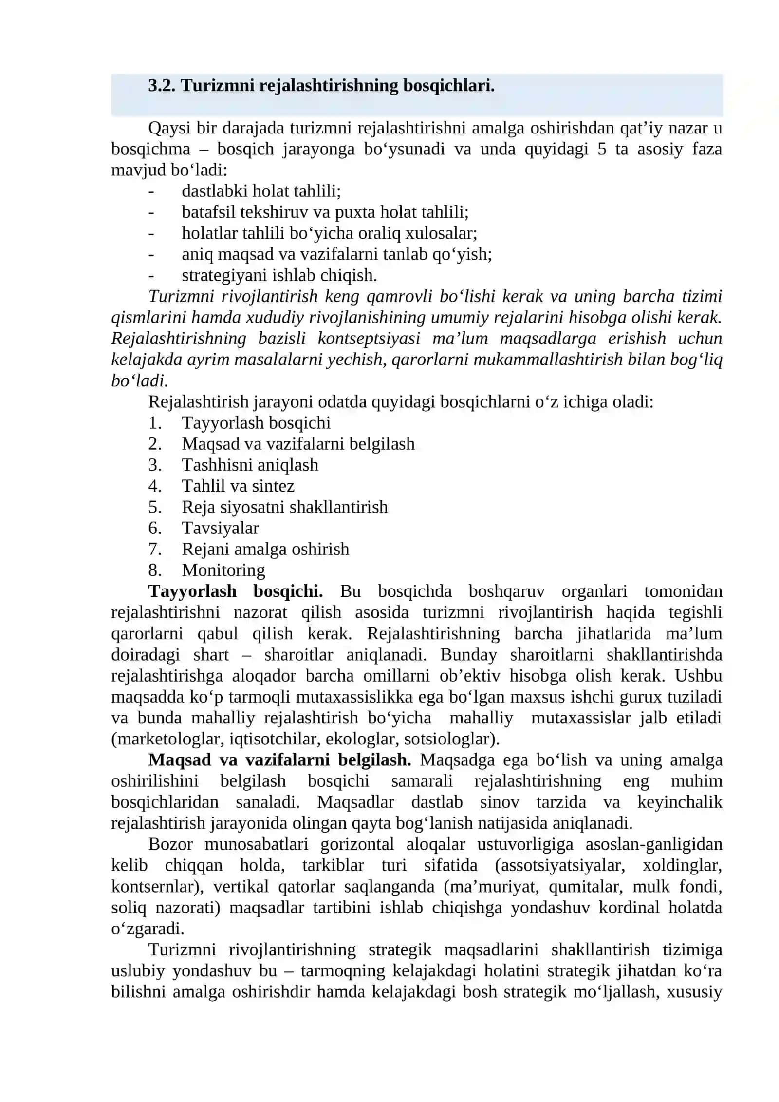 TURIZMNI REJALASHTIRISHNING TAMOYILLARI 2