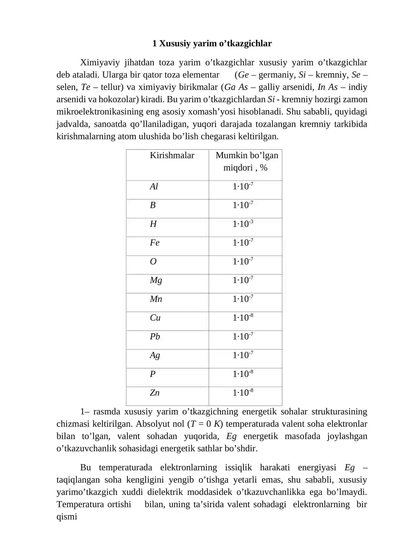 Xususiy yarim o'tkazgichlar 2