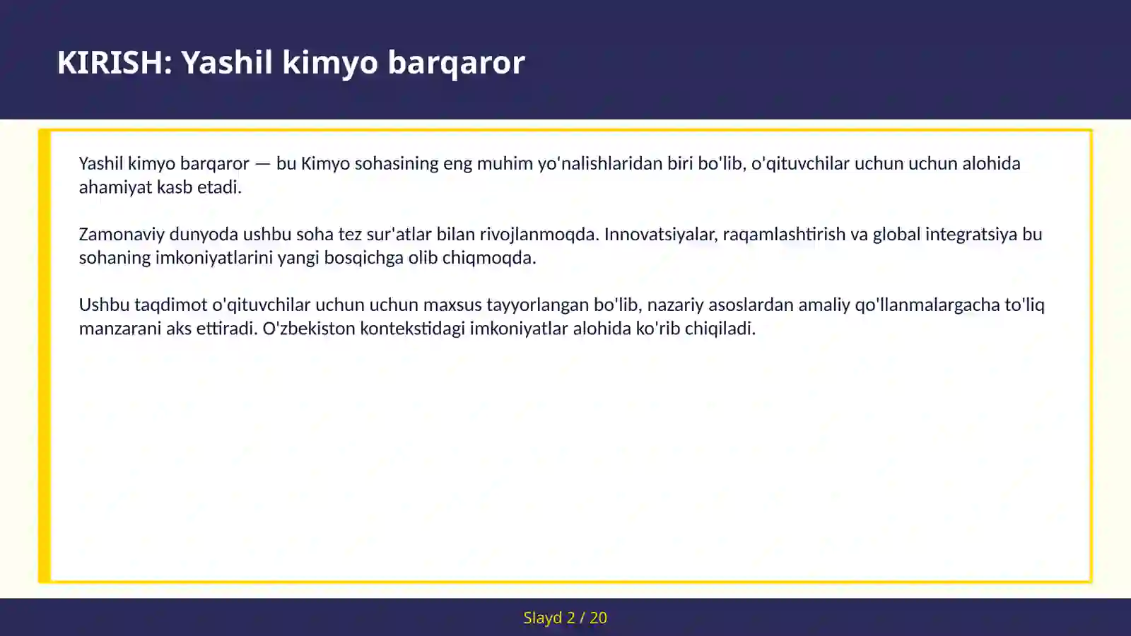 Yashil kimyo barqaror 2