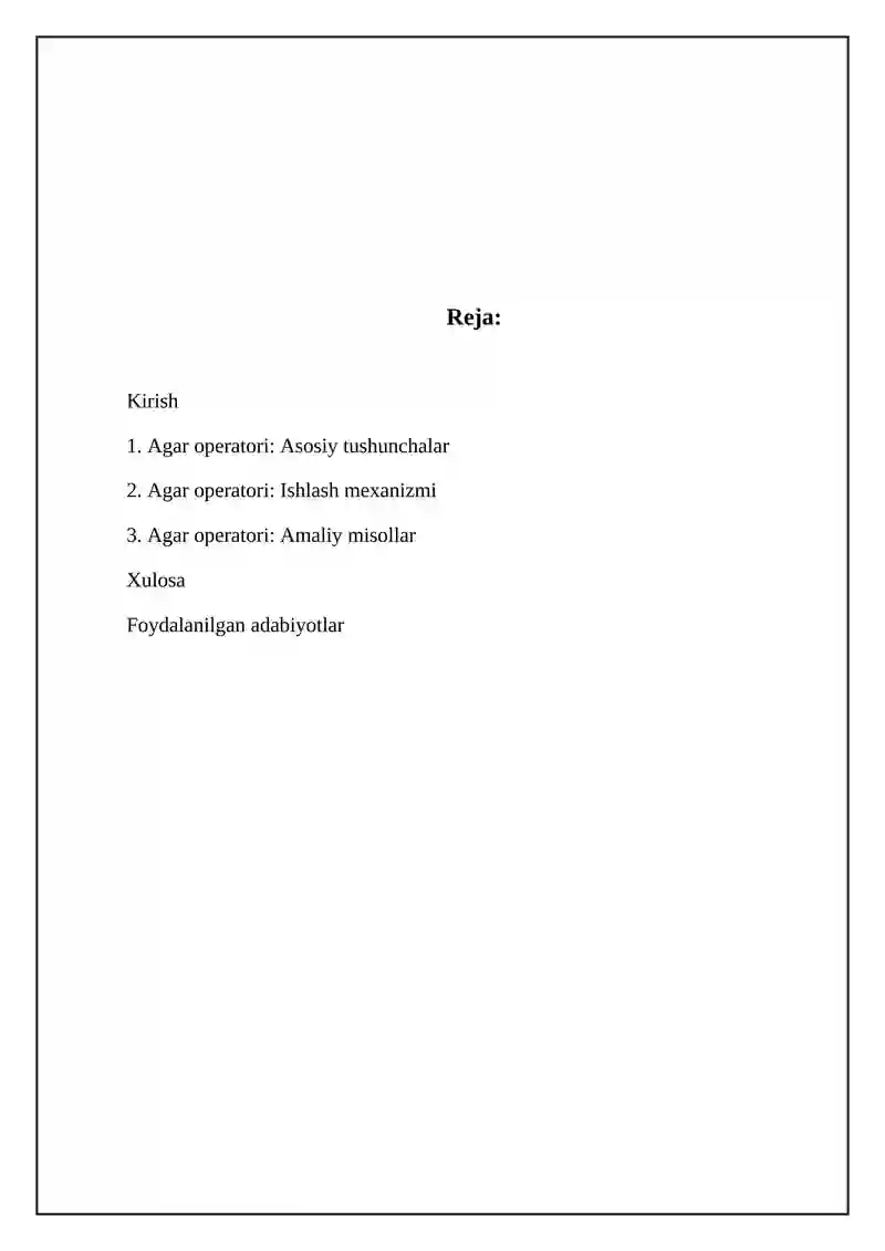Agar operatorlari 2