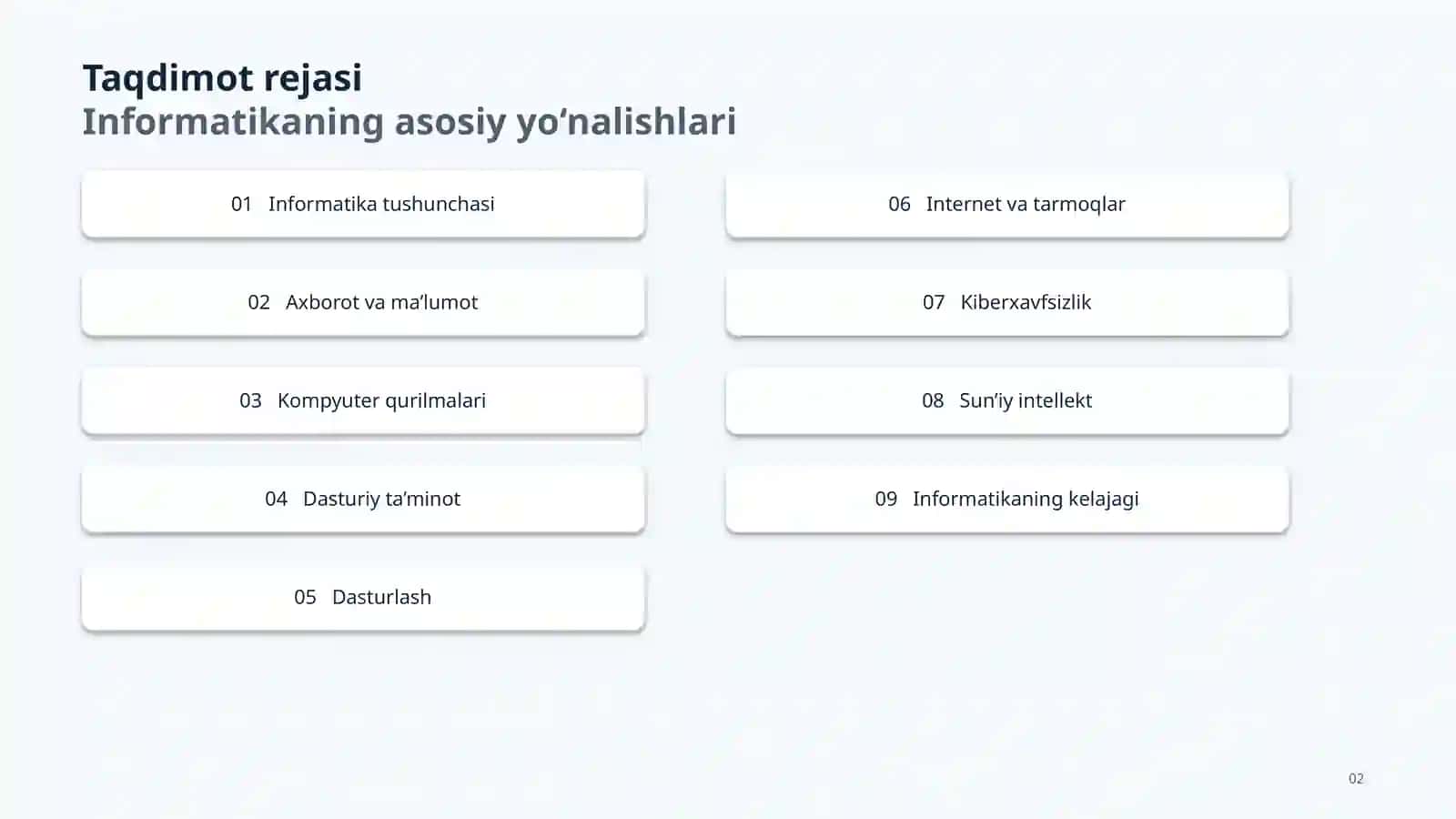 Informatika — Axborot texnologiyalari va raqamli dunyo | PowerPoint taqdimot 2