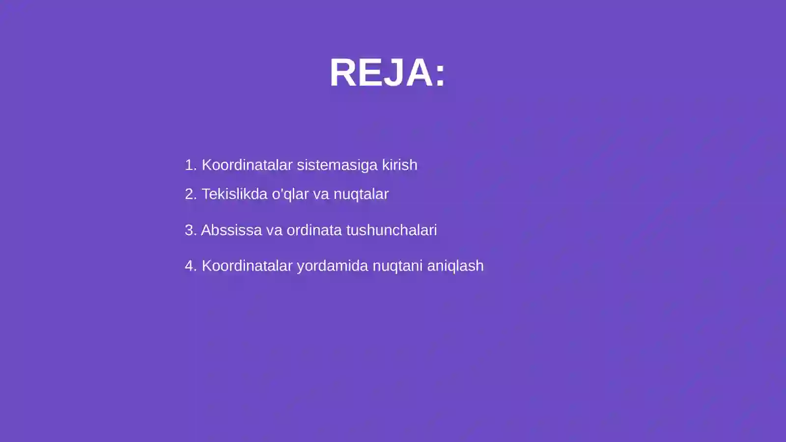 Tekislikda koordinatalar sistemasi 2