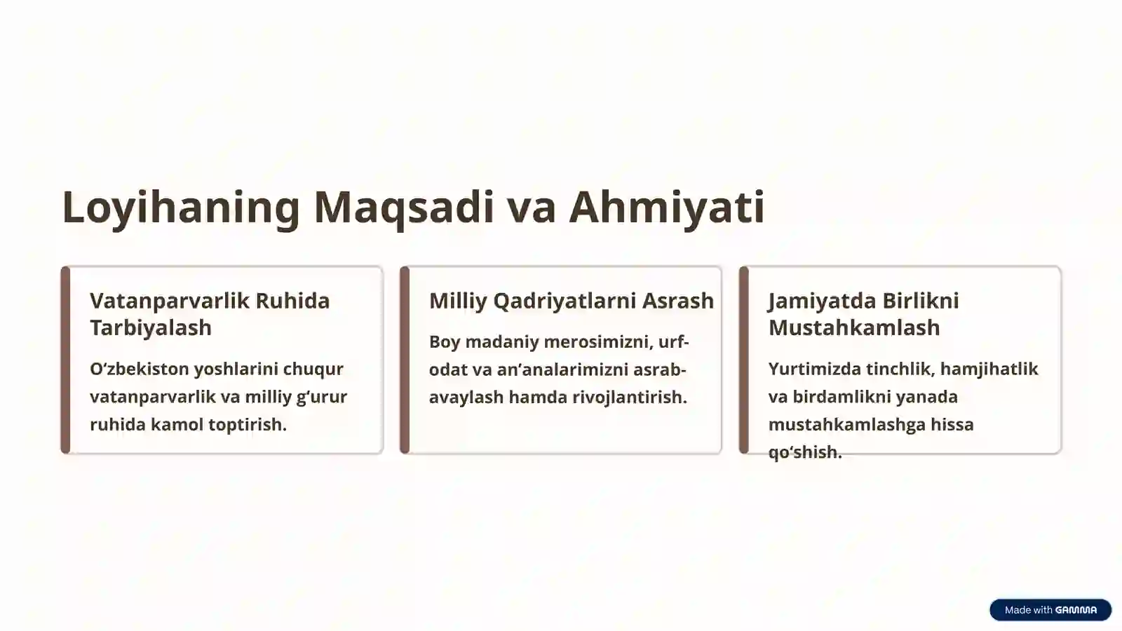 Jonajon Vatanim Loyihasi: Vatanimizga Muhabbat va Kelajak 2