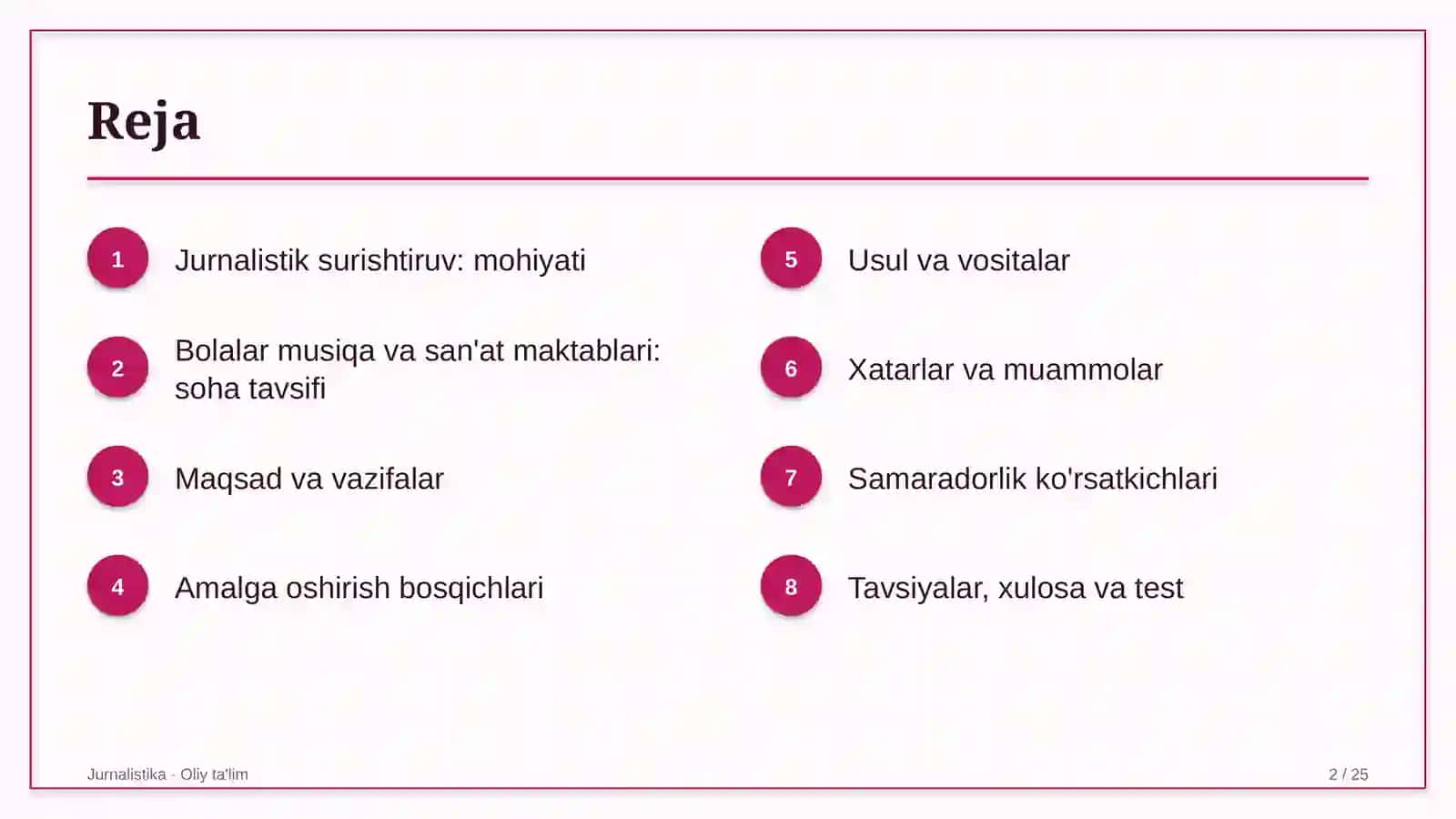 Jurnalistika · Oliy ta'lim 2