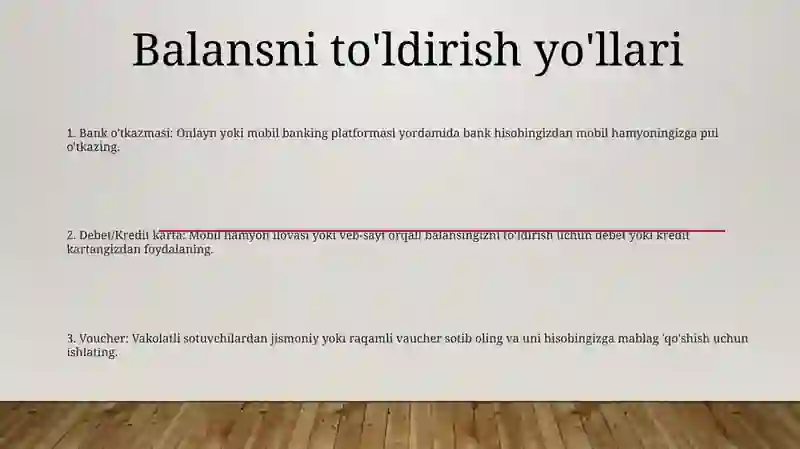 Balansni To'Ldirish 2