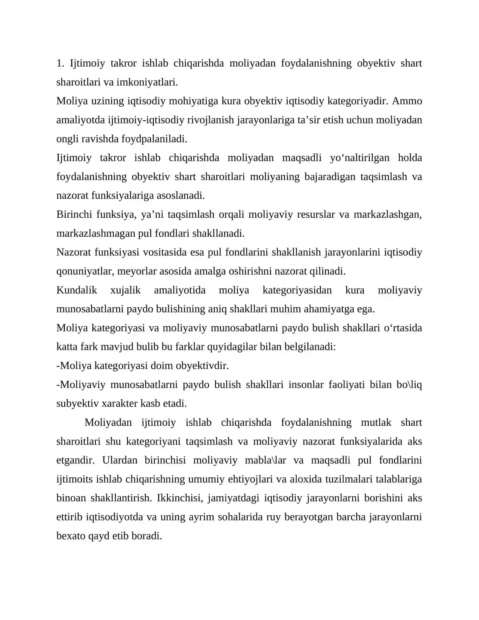 Ijtimoiy takror ishlab chiqarishda moliyadan foydalanish 2