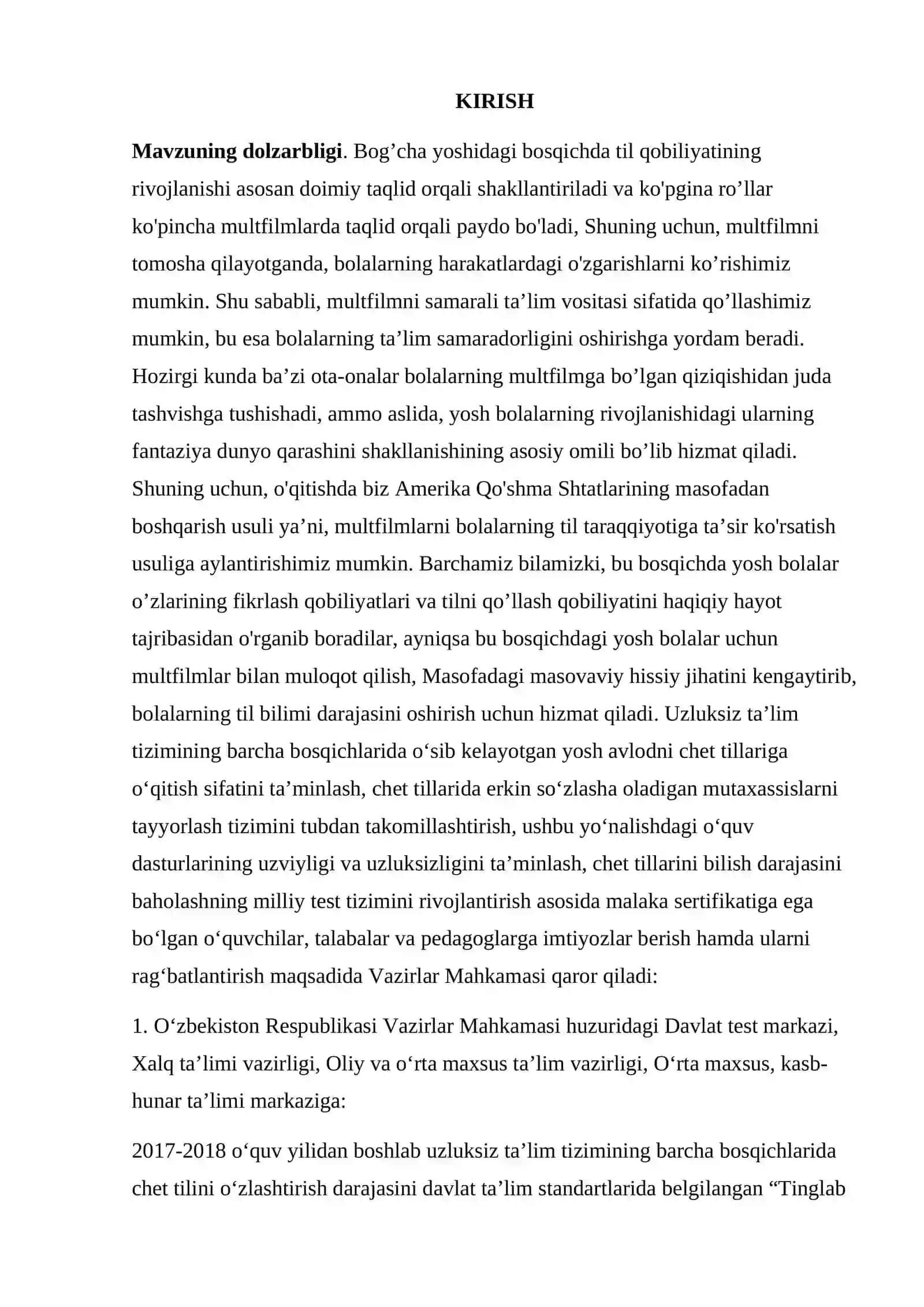 Tayyarlov guruhi bolalarini xorijiy(ingliz)tiliga o’rgatish metodikasi 2