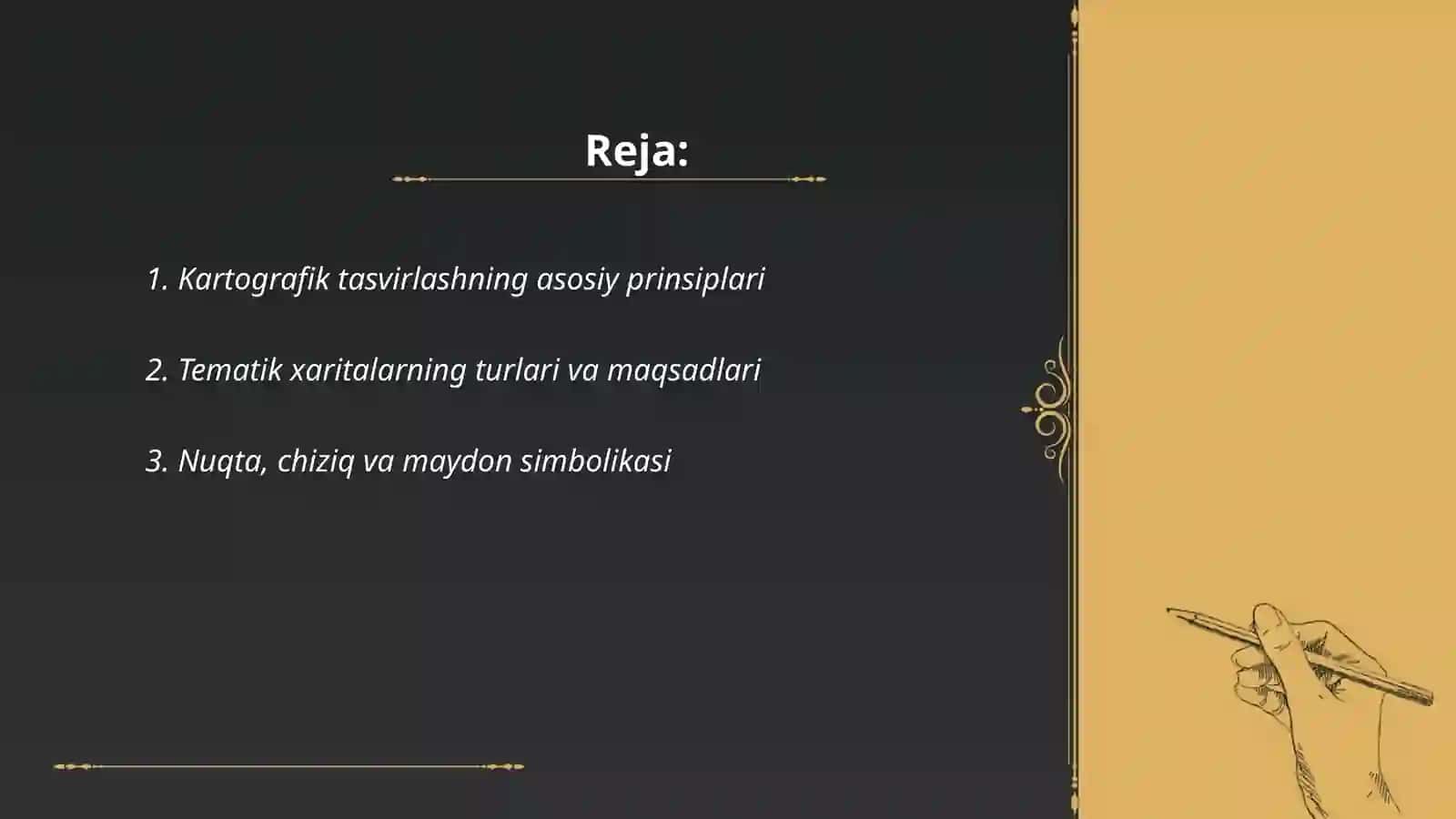 Geografik xaritalarda hodisalarni kartografik tasvirlash usullarni o'rganish 2