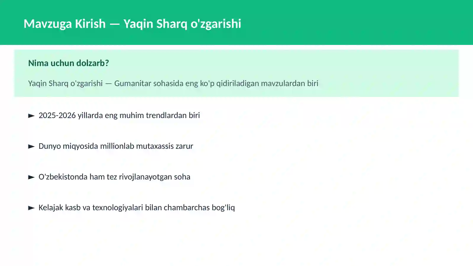 Yaqin Sharq o'zgarishi 2