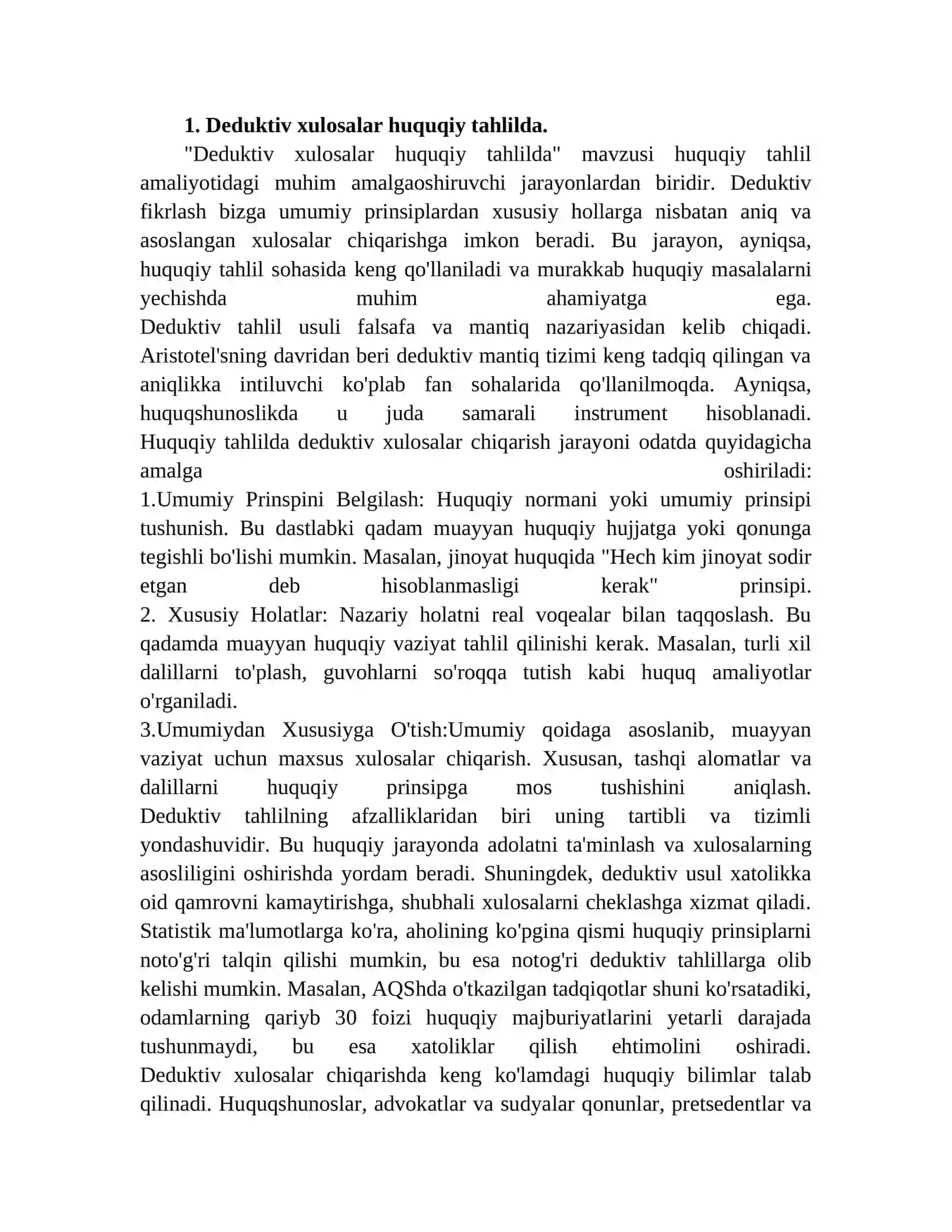 Deduktiv xulosalar huquqiy tahlilda 2