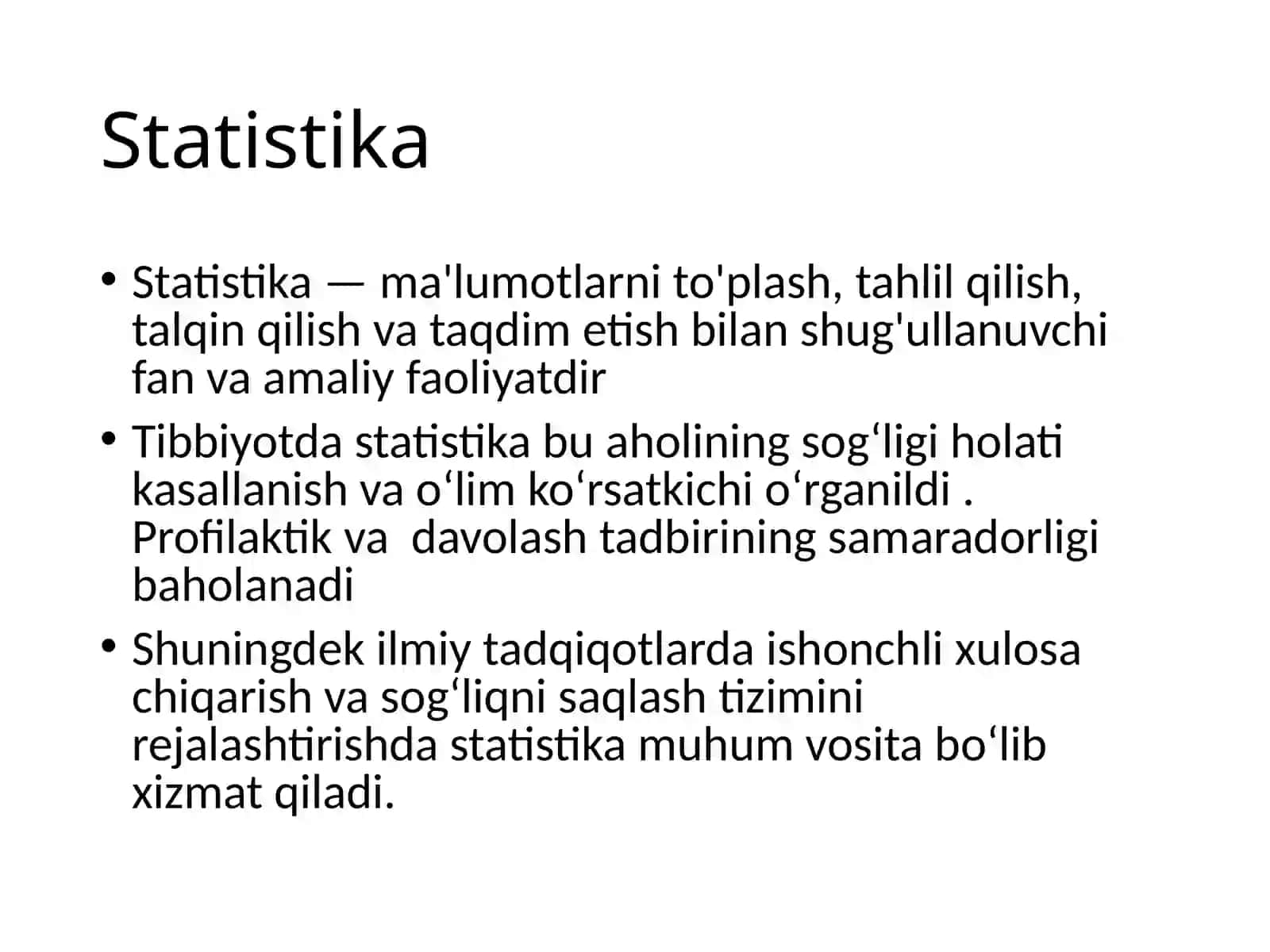Statistika tadqiqot natijalarini haqqoniyligini baholash parametrik asoslari va usullari 2