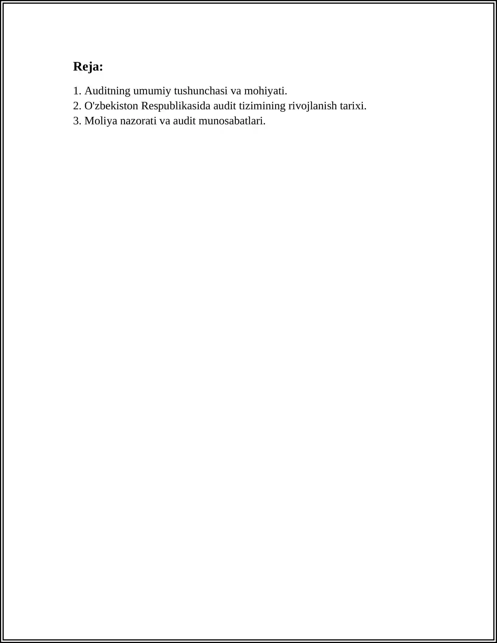 O‘zbekiston Respublikasining Moliyaviy Nazorat Tizimida Auditning Tutgan O‘rni 2
