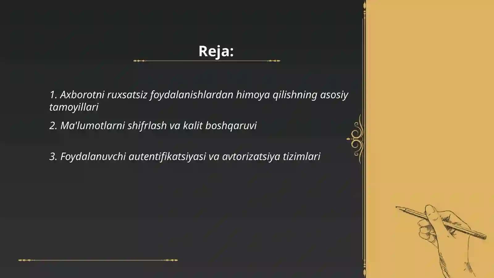 Axborotni ruxsatsiz foydalanishlardan himoyalash 2