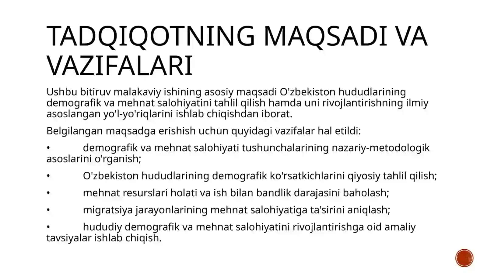 HUDUDLARNING DEMOGRAFIK VA MEHNAT SALOHIYATI. IJTIMOIY INFRATUZILMA 2