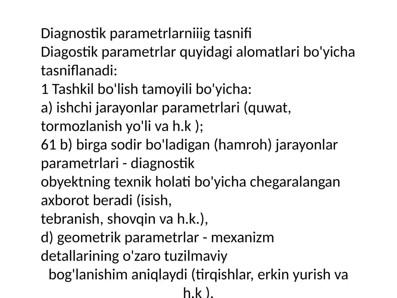 Diagnostik parametrlarning tasnifi 2