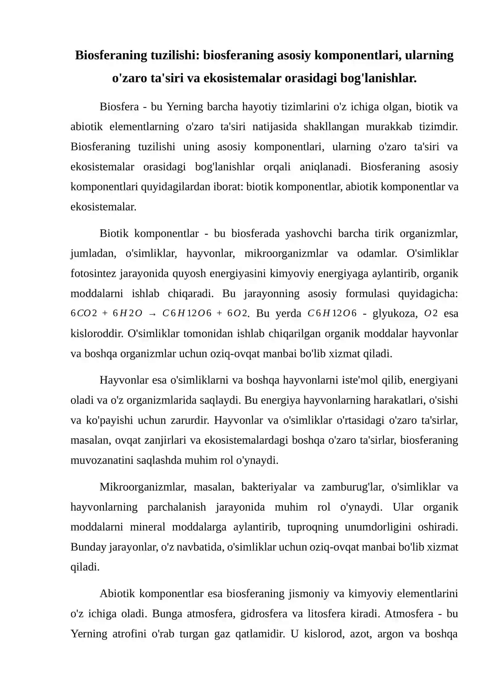 Biosfera, uning tuzilishi va funksiyalari 2