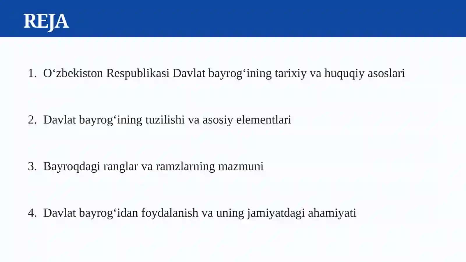 O‘zbekiston Respublikasi Davlat bayrog‘i 2