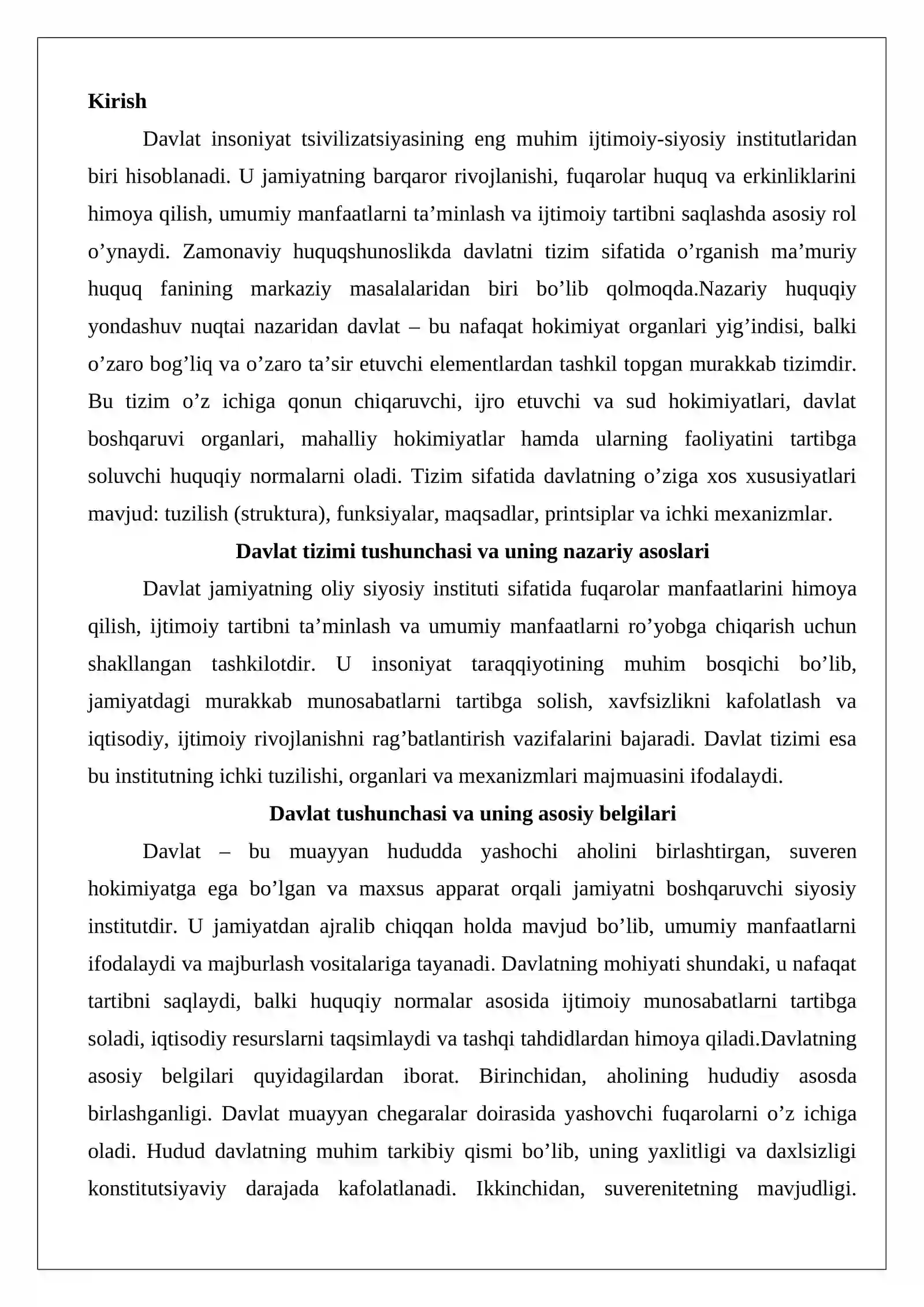 Davlat tizim sifatida, nazariy-huquqiy yondashuv 2