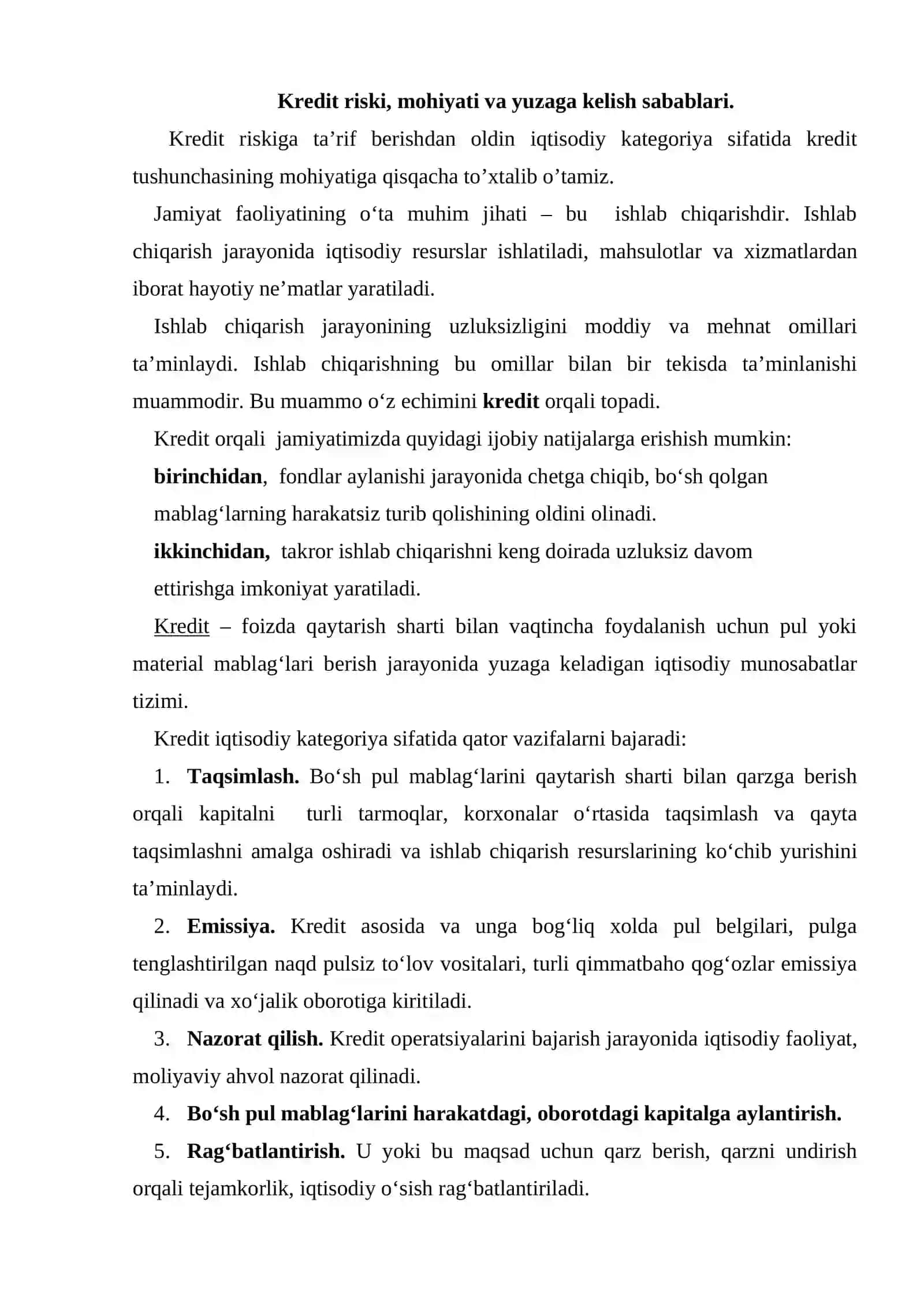 Kredit risklari va ularni boshqarish 2