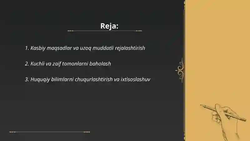 Huquqshunosning Shaxsiy Rivojlanish Rejasi 2