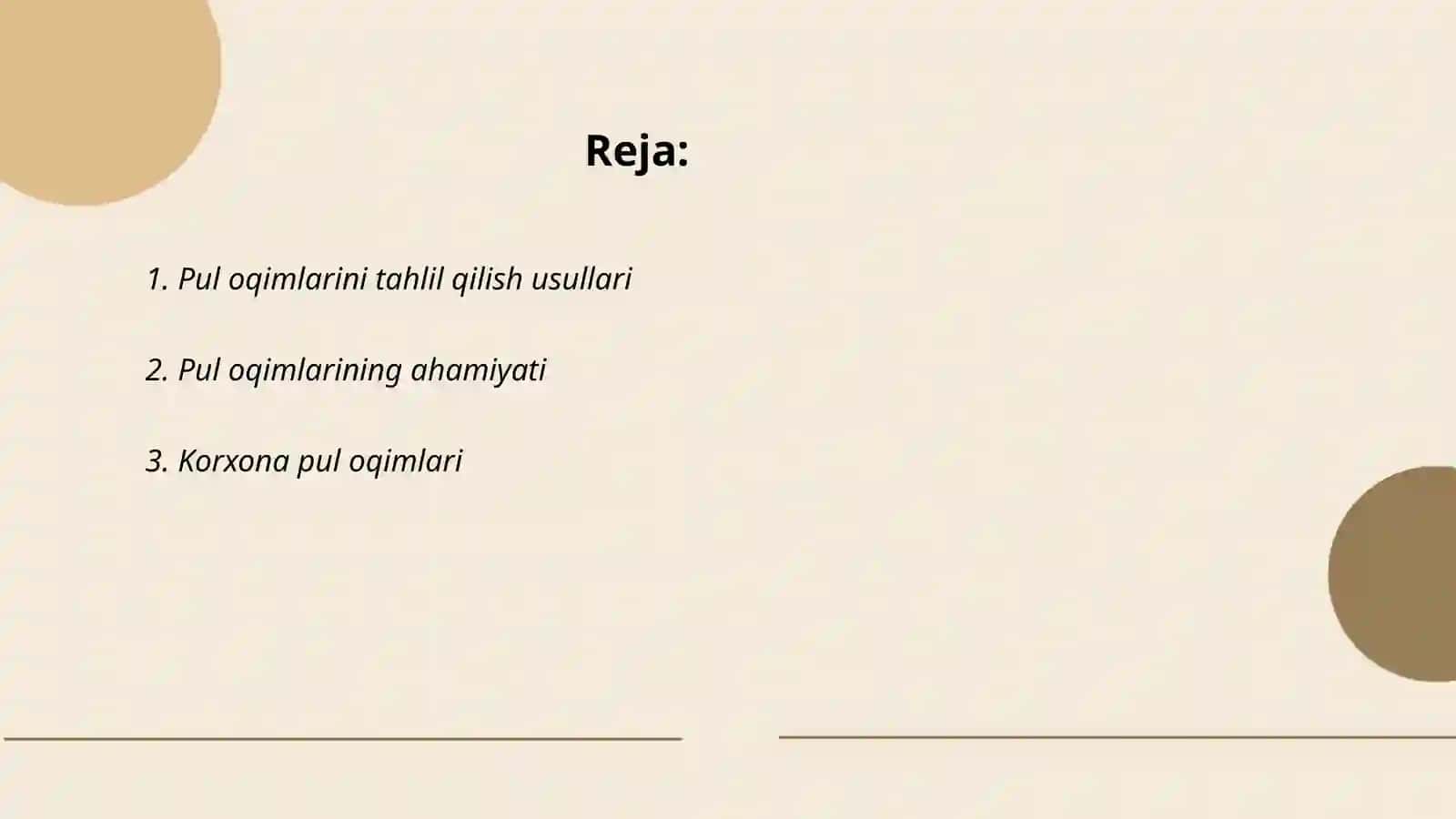 Pul oqimlari tahlili 2
