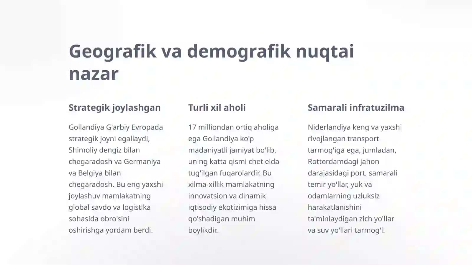 Niderlandiya iqtisodiyotiga kirish 2