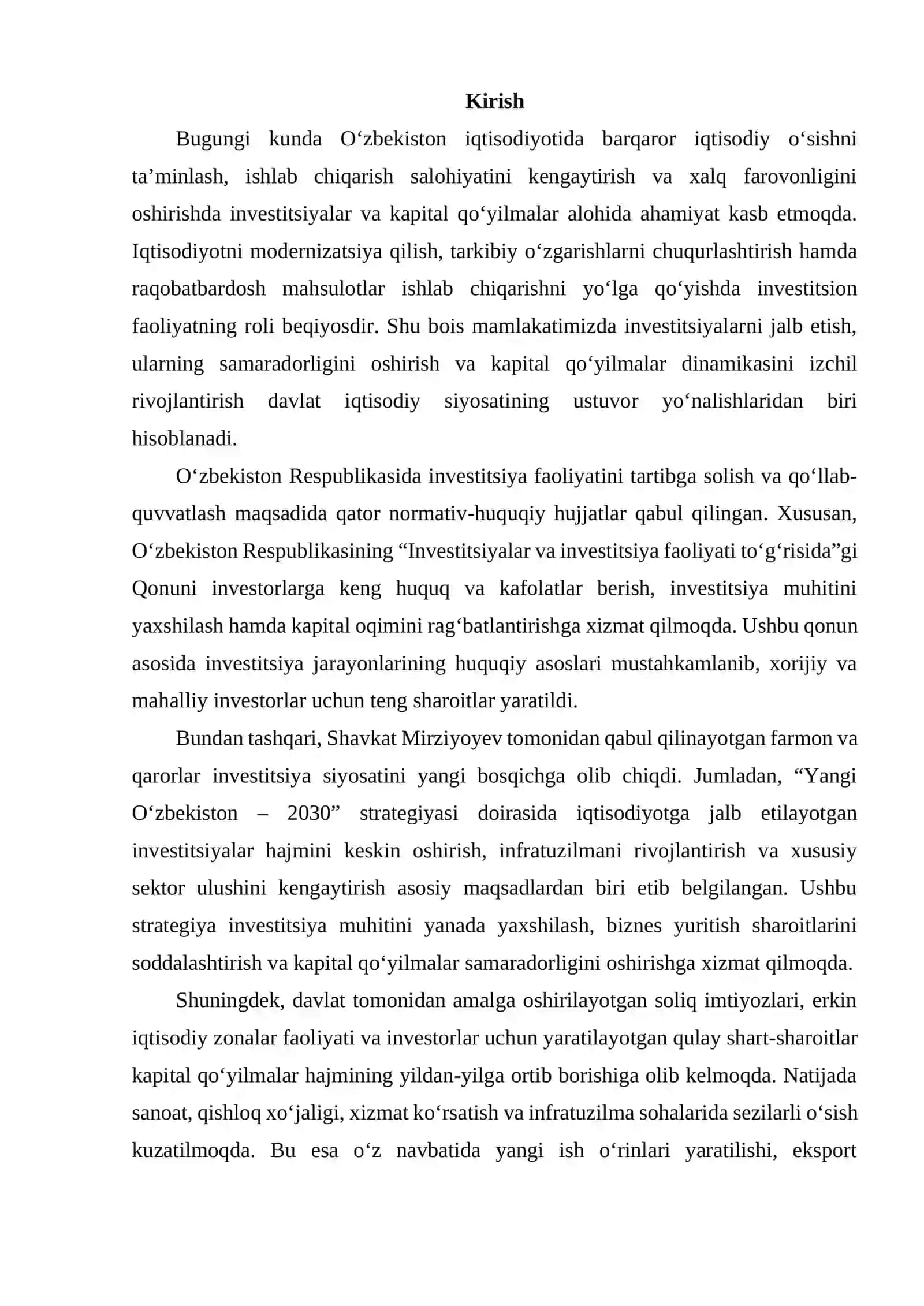 O‘zbekiston iqtisodiyotida investitsiyalar va kapital to‘lanishi dinamikasi 2