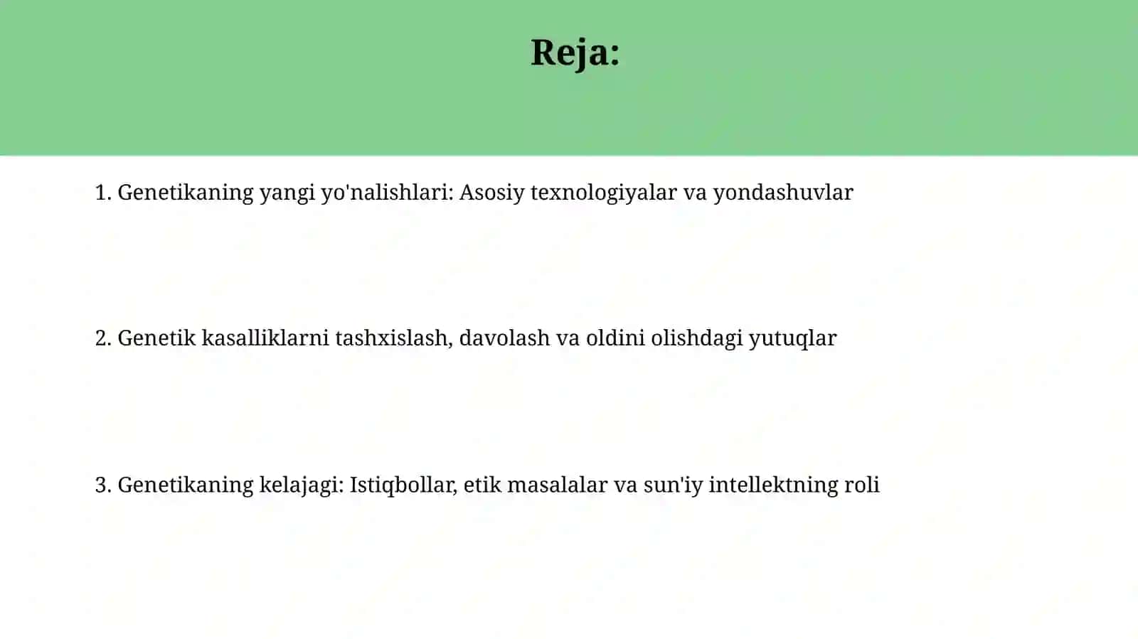 Genetikaning yangi yo'nalishlari 2