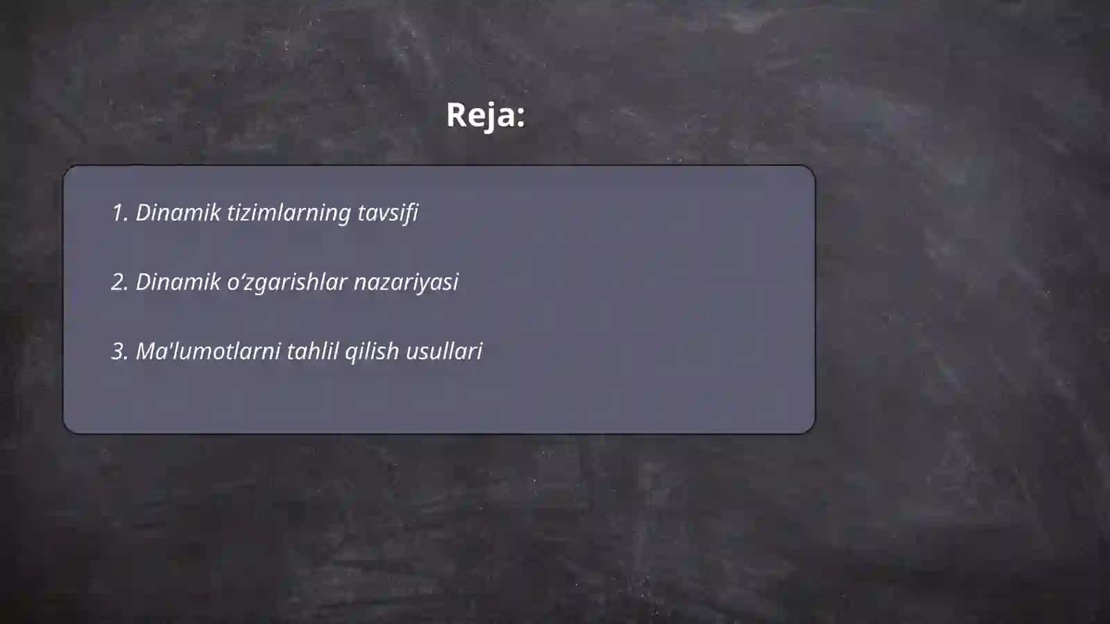 Dinamik tizimlar 2