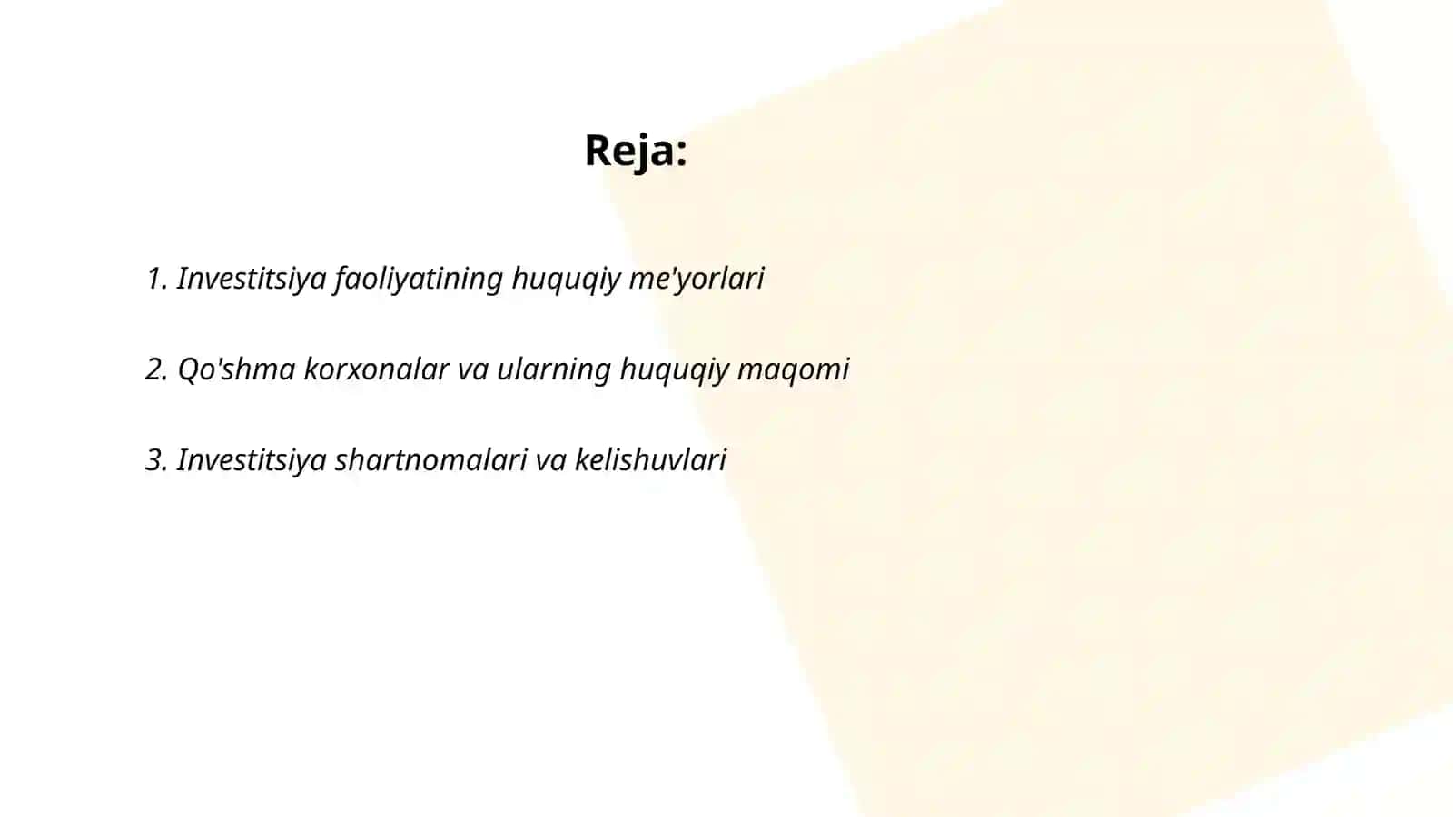 Invistetsiya faoliyatini rivojlantirishda huquqiy asoslar 2