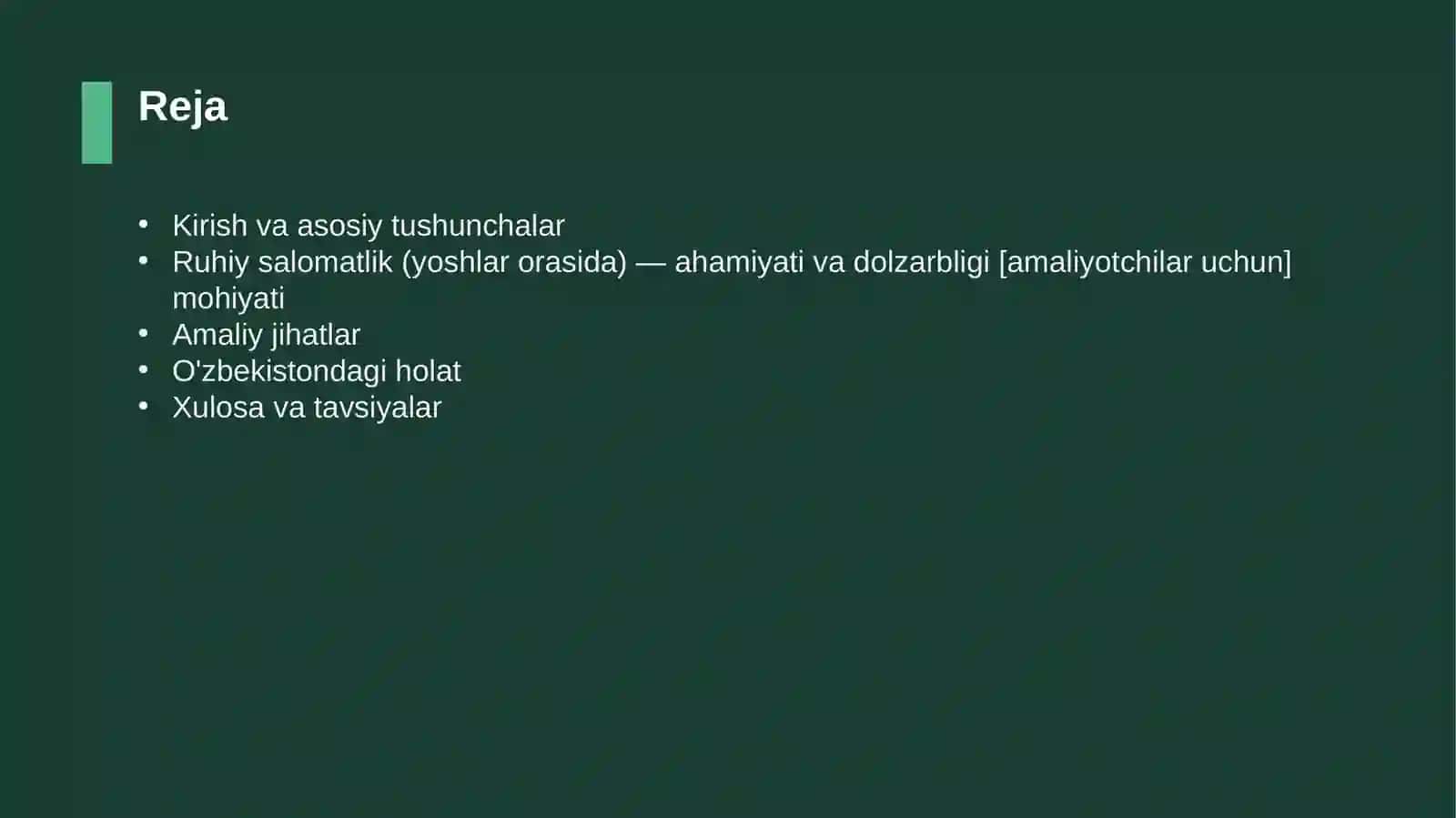 Ruhiy salomatlik (yoshlar orasida) — ahamiyati va dolzarbligi [amaliyotchilar uchun] 2