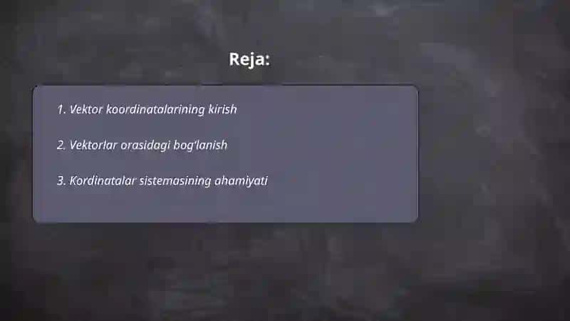 Turli baxslarda vektor kordinatalari orasidagi boglanish qism fazolarni yigindisi va keshishmasi 2