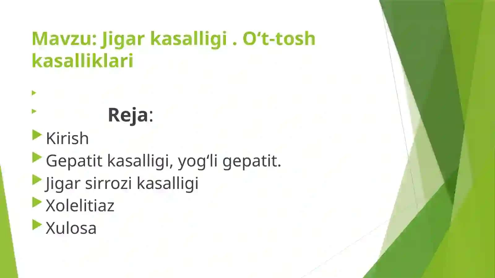 Jigar kasalliklari . Oʻt-tosh kasalliklari 2