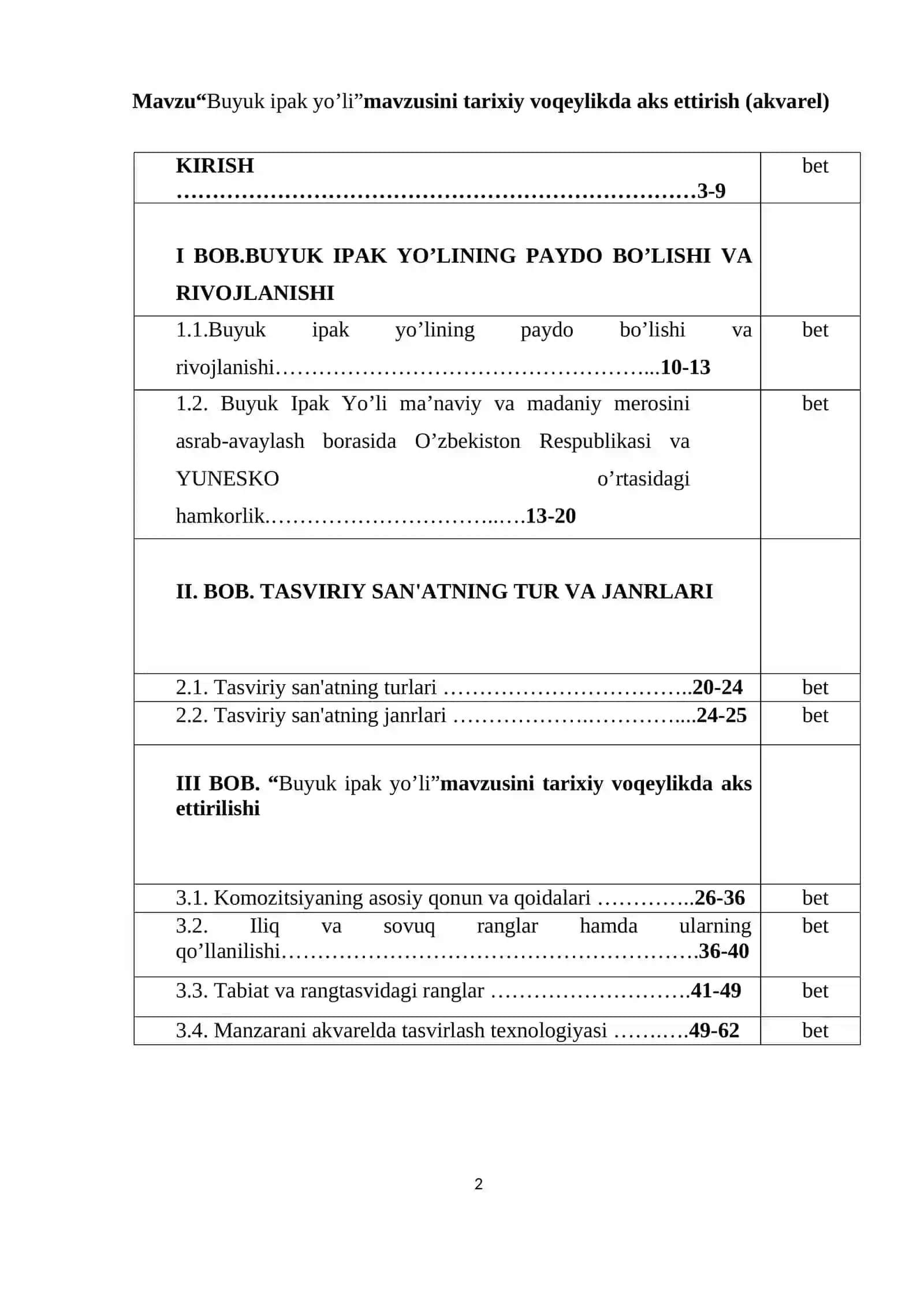 Buyuk ipak yo’li mavzusini tarixiy voqeylikda aks ettirish (akvarel) 2