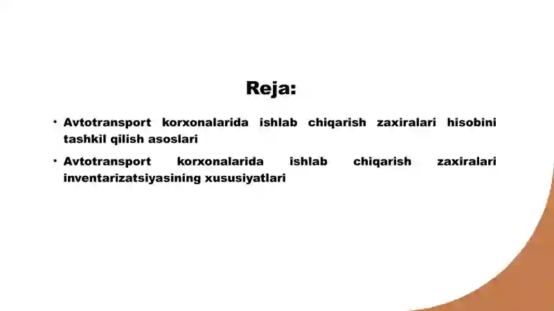Avtotransport korxonalarida ishlab chiqarish zaxiralari 2